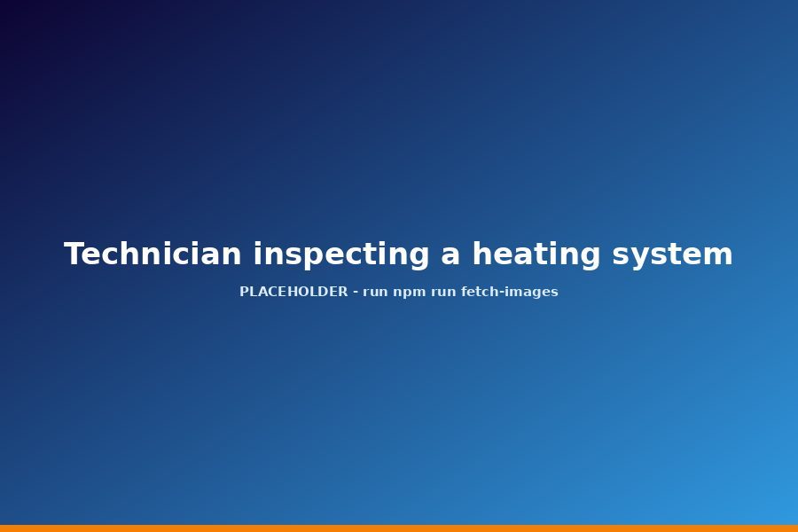 Technician inspecting a heating system